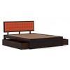 Florence Queen Size Solid Wood Drawer Storage Bed In Mahogany Finish & Lava Colour