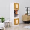 Hexa Red Crockery Unit Multipurpose Wooden Cabinet in Frosty White And Giant Wood Colour