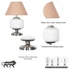 RAMZI Chrome Finish Metal And Frosted White Glass Table Lamp With Beige Cotton Shade