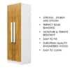 Hexa Red Wooden 2 Door Wardrobe with 4 Shelves in Frosty White and Giant Wood Colour