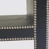 Ler Series Bedside Table in Black Leatherette and Pewter Nailhead Trims