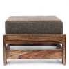 Amber Sheesham Wood Foot Stool in Teak Finish with Jute Brown Cushion