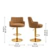 Doe Buck Oliver Adjustable Velvet Bar Stool in Brown Colour with Gold Base