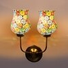 Devansh Metal Electric Wall Light in Gold Colour with Multicolor Shade Count of 2 Lights