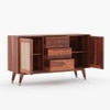 Rattan Sheesham Wood Sideboard In Honey Oak  Finish