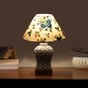 Devansh Conical Multi Cotton Shade Lamp With Wood & Mosaic Glass Base For Decoration/Office/Home/Gifting/Study For Decoration/Office/Home/Gifting/Study -(10X10X14.5) Inches -A