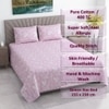 Pink Floral 400 Tc  Cotton Flat  Double Queen Size Bedsheet With 2  Pilllow Covers