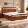 Yashika Solid Wood King Size Hydrulic Storage Bed In Honey Oak Finish (Copper Orange)) (72 - 78 inch)