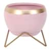 Apple Shape Metal Planter Set Of 2 In Pink And Gold Colour