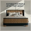 Heritage Cane Upholstered Queen Size Bed in Linen With Oak wood Frame