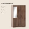 Zoey Engineered Wood 3 Door Wardrobe With Mirror in Classic Walnut Finish