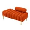 Doe Buck Luxury Boucle Accent Lounge Chair in Orange Colour with Gold Metal Legs