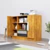 Hexa Red Bookshelf Engineered Wood Display Cabinet with Storage in Giant Wood Colour