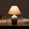 Devansh Conical Multi Cotton Shade Lamp With Wood & Mosaic Glass Base For Decoration/Office/Home/Gifting/Study For Decoration/Office/Home/Gifting/Study -(10X10X14.5) Inches -A