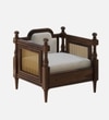 Rattan Solid Wood 1 Seater Sofa in Provincial Teak Finish