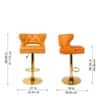 Doe Buck Verona Faux Leather Adjustable Bar Stool in Tan Colour with Gold Base