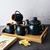Midnight Bloom Blue Tea Set with Serving Tray