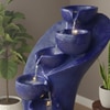 Blue Fiber Glass 7 Stacked Chalice Water Fountain