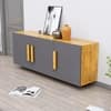 Hexa Red Multipurpose Storage Cabinet With 3 Door in Giant Wood And Slate Grey Colour