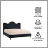 Solara Wave Luxe Queen Size Bed in velvet With Oak wood Frame & Hydraulic Storage