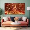 The Castle Decor Goddess Laxmi Wall Painting Wooden Framed 27x48 Inch (Style 9)