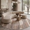 Handmade Round Wool Rug Modern Minimalist Beige 7 Feet Carpet