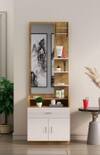 Hexa Red Engineered Wood Dressing Table in Giant Wood and Frosty White Colour