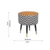 Doe Buck Zik Zak Chevron Printed Ottoman Stool in Tan and Black Colour with Gold Tipped Legs