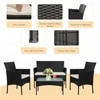 Carry Bird Wicker Patio Furniture Accessorie 4 Seater Sets In Black And Beige Colour
