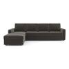 Apollo Compact Fabric Sectional Compact Sofa (Colour : Smoke, Cushion : Hard, Back Type : Regular, Seating Capacity : Left Aligned 3 Seater + Left Aligned Chaise)