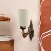 Devansh Metal Electric Wall Light in Antique Gold Colour with White Shade Count of 1 Light