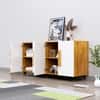 Hexa Red Multipurpose Storage Cabinet With 4 Drawer 3 Door in Giant Wood And Frosty White Colour