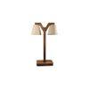 Elania Wooden Table Lamp with Brown Base and Premium White Fabric Lampshade