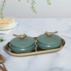 Metalsmith Metal Serveware Box Set of 3 with Tray Green Finish
