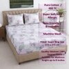 White And Pink Shade  Floral Cotton 400 Tc Fitted Super King Size Bedsheet With 2 Pillow Covers