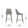 Doe Buck Upholstered Counter Height Bar Stool in Grey Colour with Gold Accents