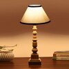 Devansh Multicolor Cotton Table Lamp With  Wood Natural Base (10X10X21 Inches)-33