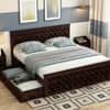 Moglis Solid Wood King  Size Bed With Drawer Storage (Walnut Finish)