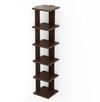 Bluewud Wudville Braine Engineered Wood Wall Mount Corner Shelf, Display Rack, (6 Square Shelves - Wenge)