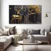 The Castle Decor Golden Deer Wall Art Framed Painting 27x48 Inch (Style 1)