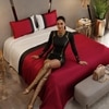 Stoa Paris 300TC UltrSatin Super King Bedsheet with 2 Pillow Covers Satin Super Red Red
