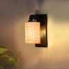 Devansh Solid Wood Electric Wall Light in Brown Colour with Beige Shade Count of 1 Light