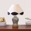Devansh Multi Vintage Cotton Pleated Shade Lamp With Wood & Mosaic Glass Base For Decoration/Office/Home/Gifting/Study For Decoration/Office/Home/Gifting/Study