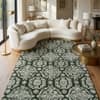 Jaipur Rugs Damask Wool 5x8 Feet Green And Snow White Hand Tufted Rug Carpet