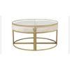 Benton Nesting Clear Glass Coffee Table Set With 4 Stools In Gold Finish