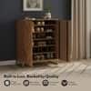 Nina 24 Pairs Solid Wood Shoe Cabinet In Amber Walnut Finish