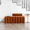Wooden Twist Veylo Modern Line Design Bench with Round Back Pillow in Orange Colour
