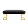 Doe Buck Upholstered Oval Bench in Black Colour with Gold Loop Legs