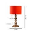 Devansh Orange Cotton Table Lamp With  Wood Natural Base (7X7X15.5 Inches)-5