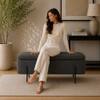 Doe Buck Luxury Boucle Storage Bench in Grey Colour with Black Metal Legs
